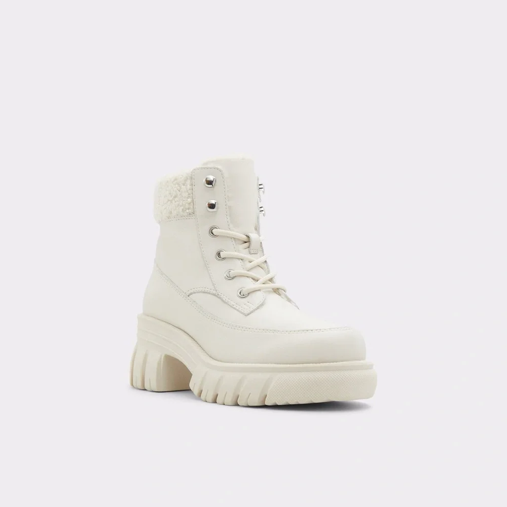 Aldo White Winter Combat Boots with Platform Waterproof